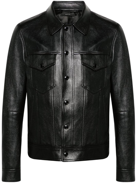 Black Button-up Leather Jacket