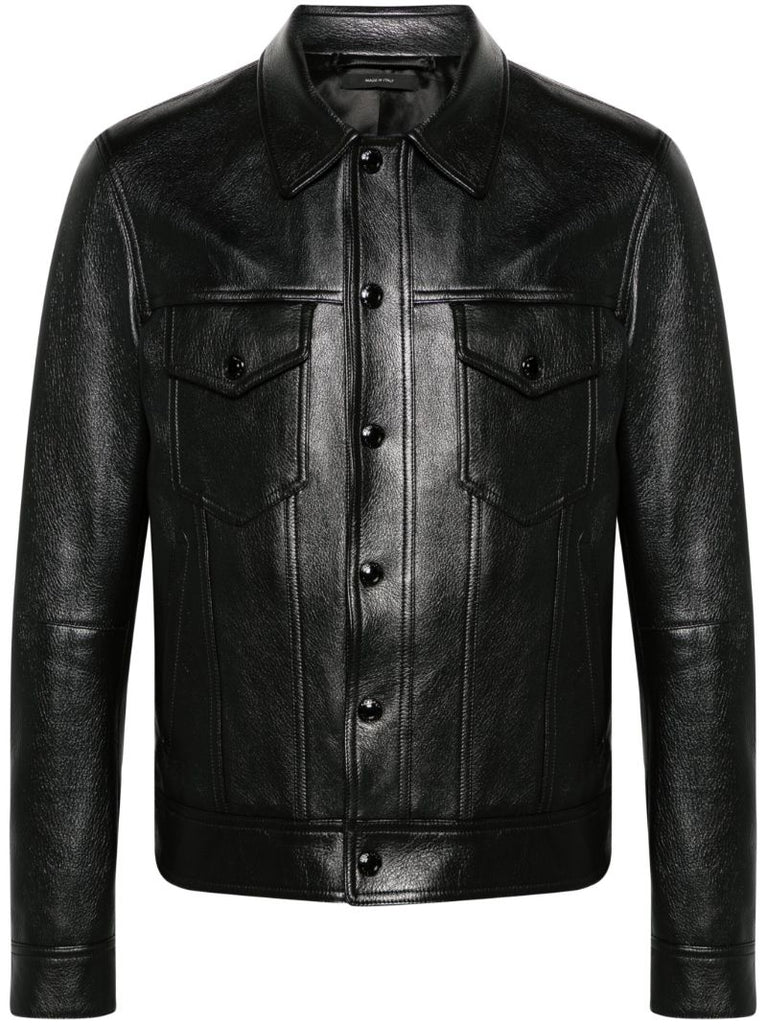 Black Button-up Leather Jacket