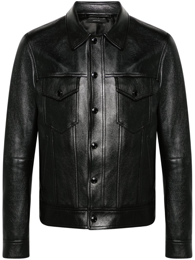 Black Button-up Leather Jacket