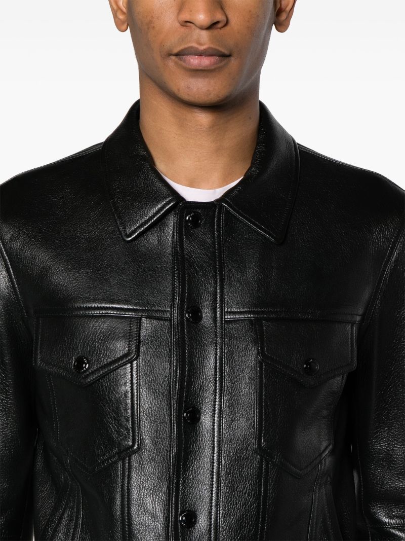 Black Button-up Leather Jacket