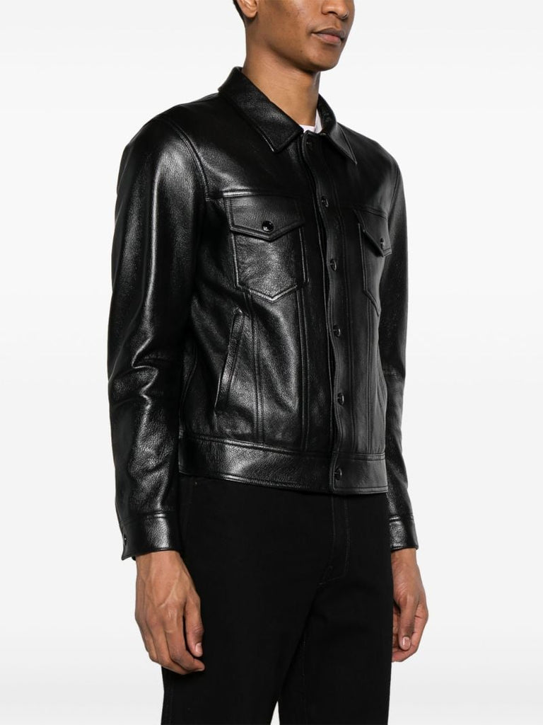 Black Button-up Leather Jacket