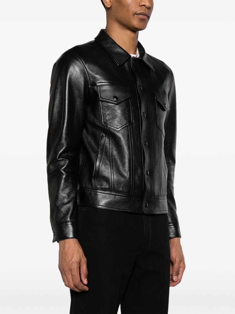 Black Button-up Leather Jacket