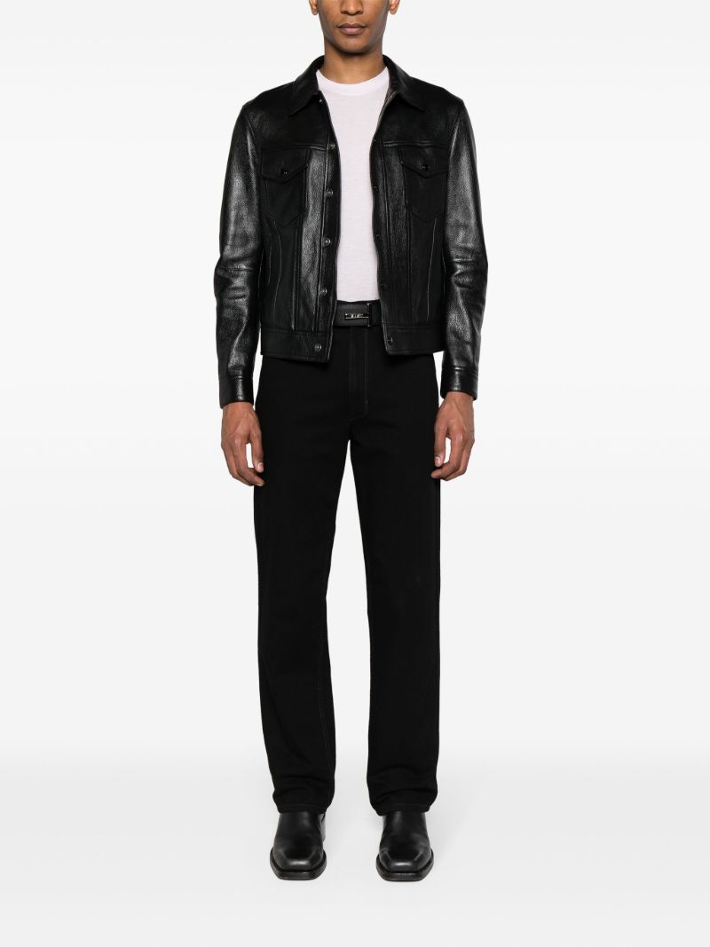 Black Button-up Leather Jacket