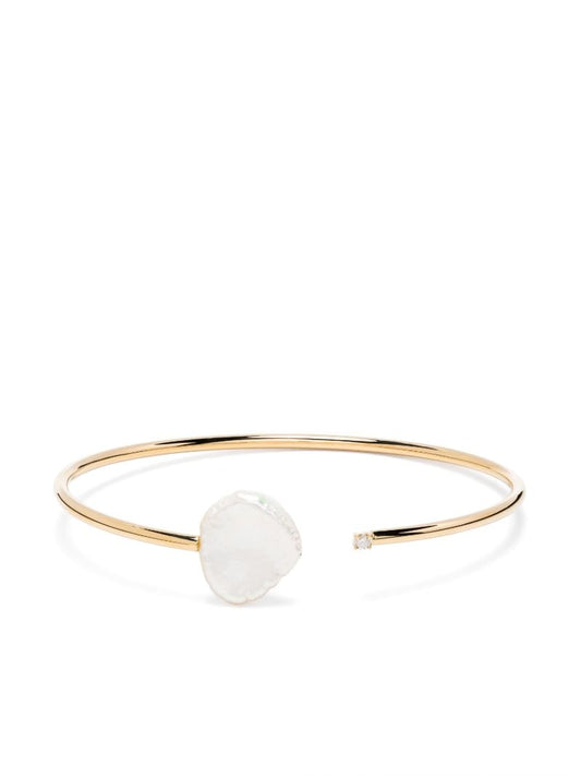 14k Yellow Gold Pearl and Diamond Bracelet