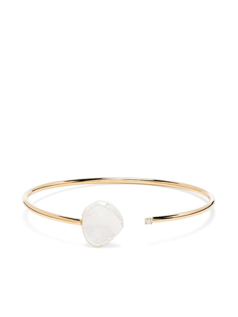 14k Yellow Gold Pearl and Diamond Bracelet
