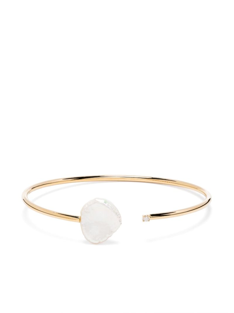 14k Yellow Gold Pearl and Diamond Bracelet