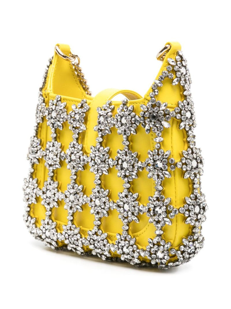 Yellow Jackie Crystal-embellished Cross Body Bag