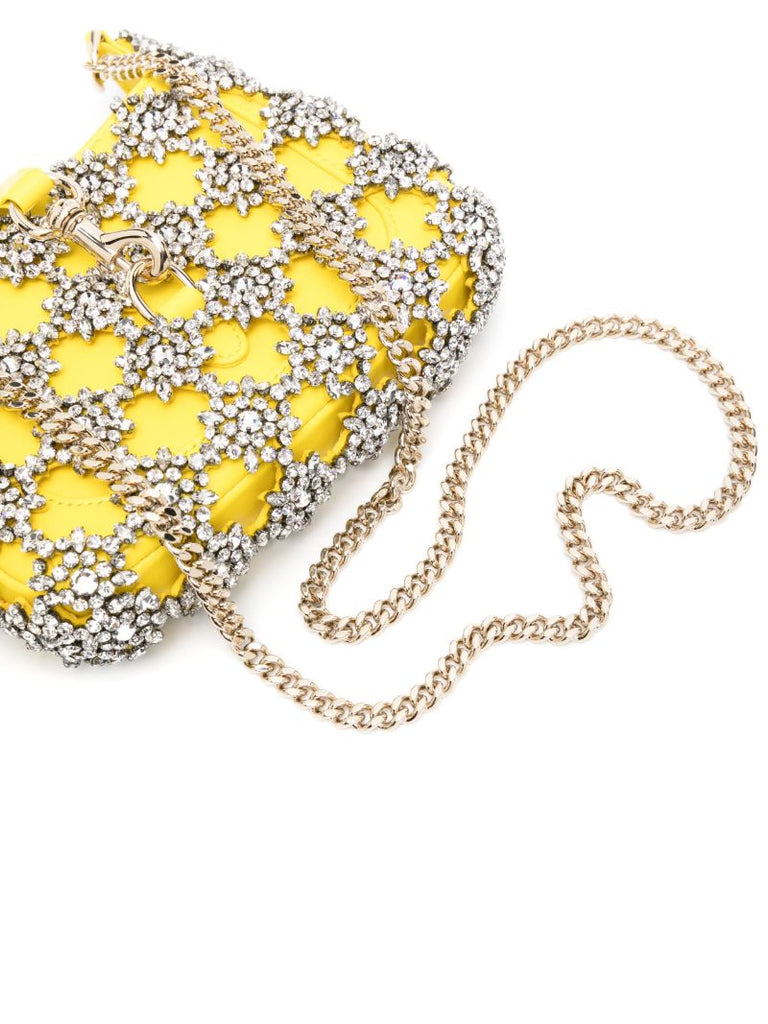 Yellow Jackie Crystal-embellished Cross Body Bag