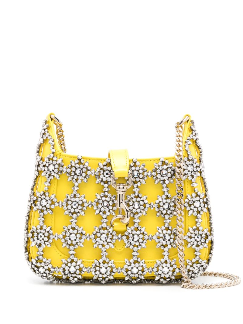 Yellow Jackie Crystal-embellished Cross Body Bag