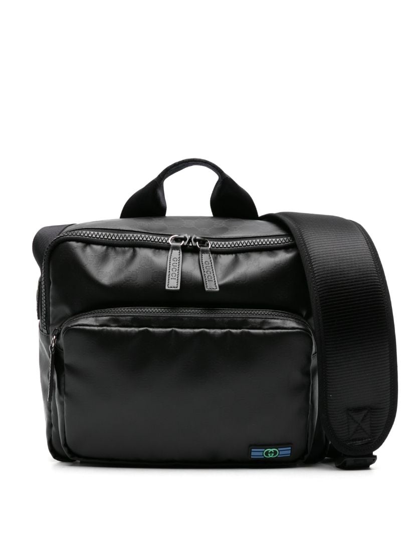 Black Gg Crystal Canvas Shoulder Bag