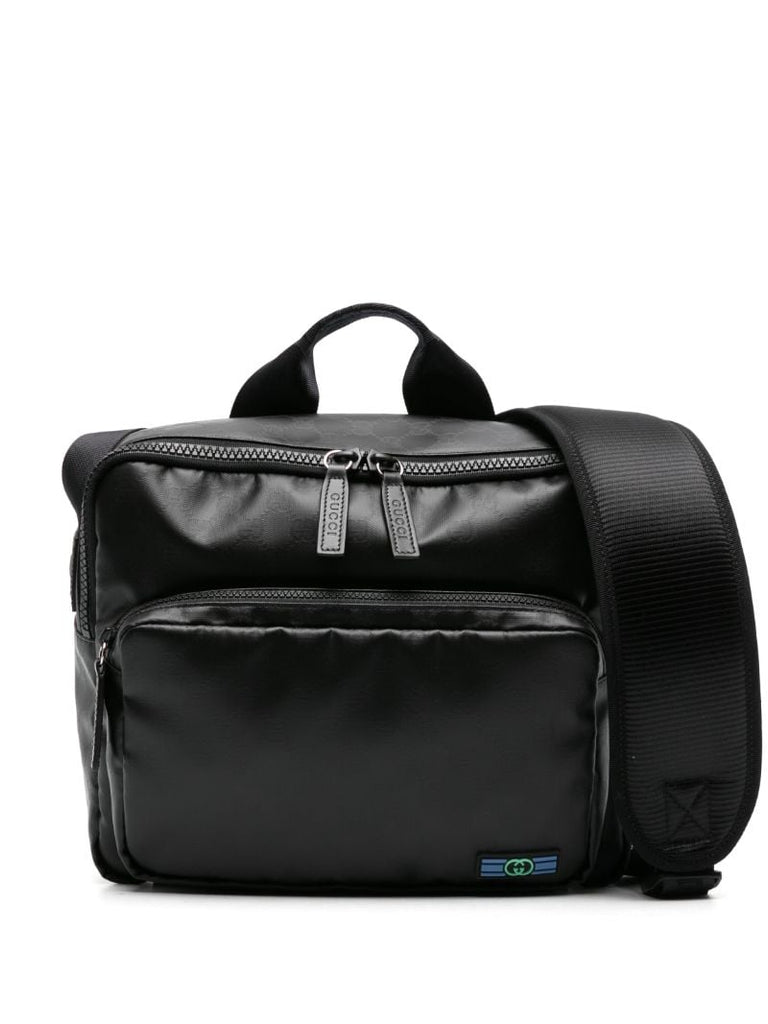 Black Gg Crystal Canvas Shoulder Bag