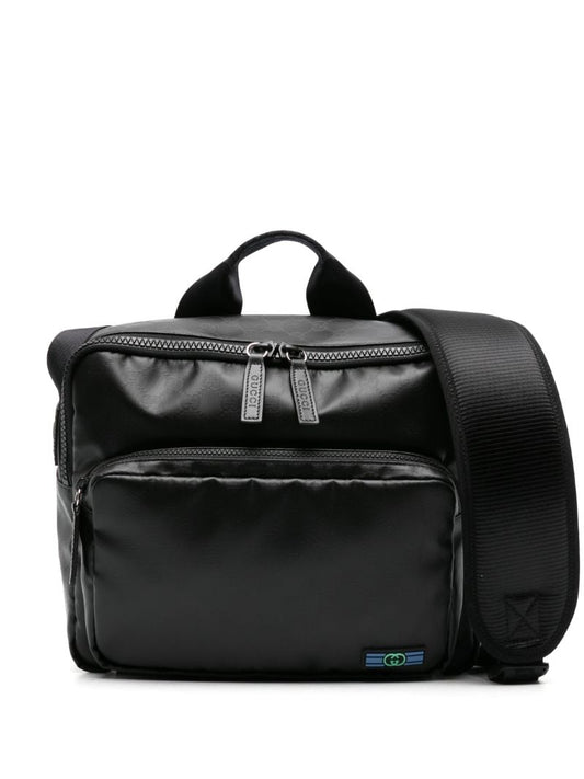 Black Gg Crystal Canvas Shoulder Bag