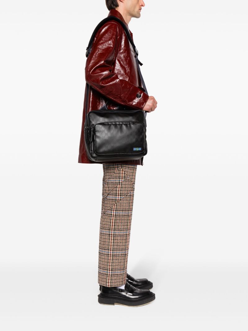 Black Gg Crystal Canvas Shoulder Bag
