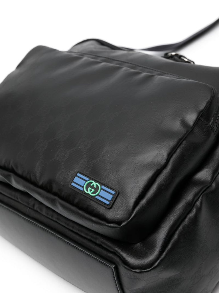 Black Gg Crystal Canvas Shoulder Bag
