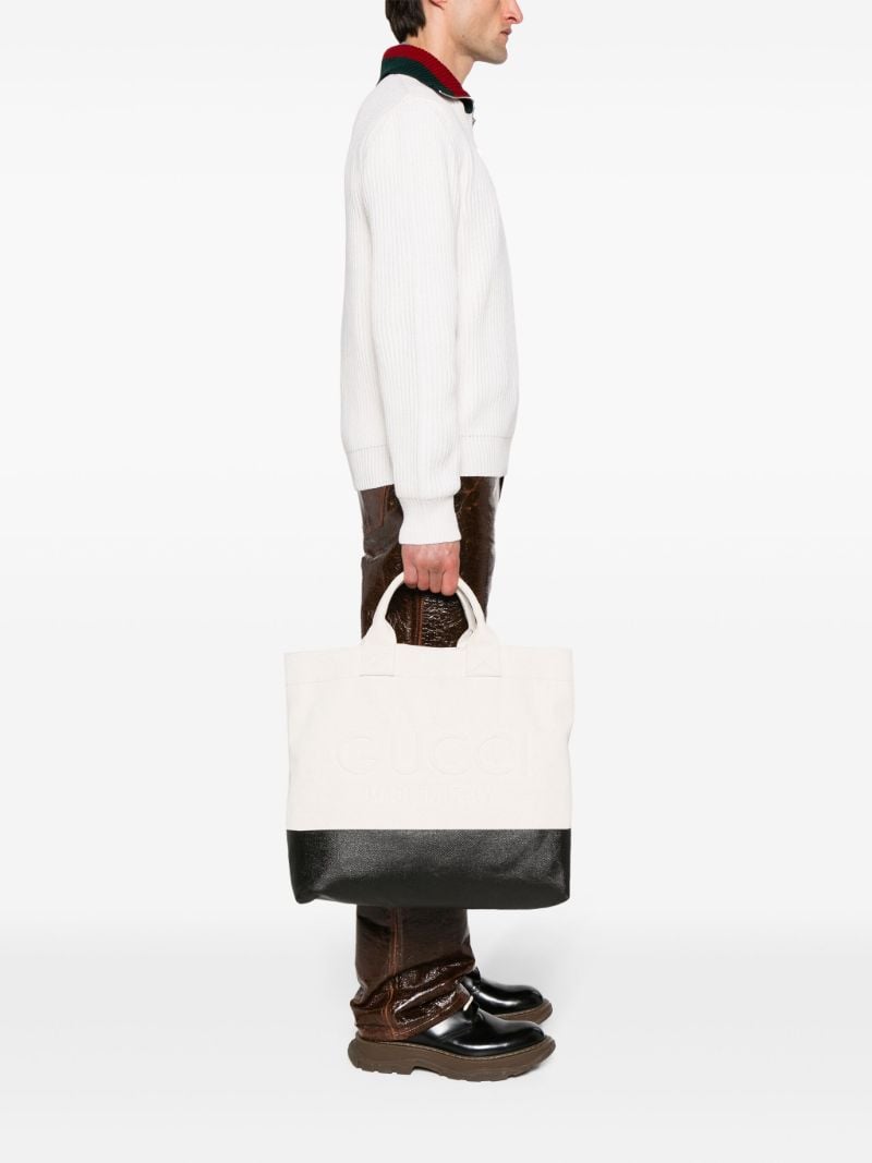 White Two-tone Canvas Tote Bag