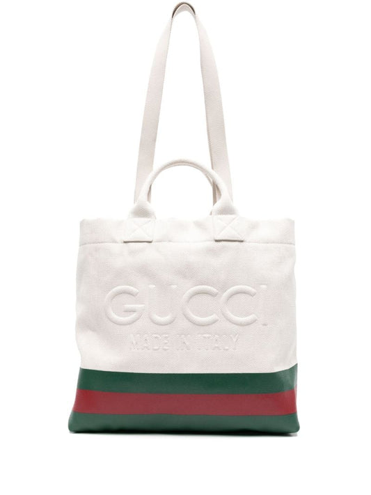 Neutral Logo-embossed Canvas Tote Bag