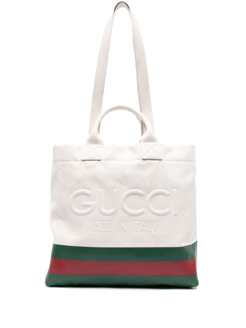 Neutral Logo-embossed Canvas Tote Bag
