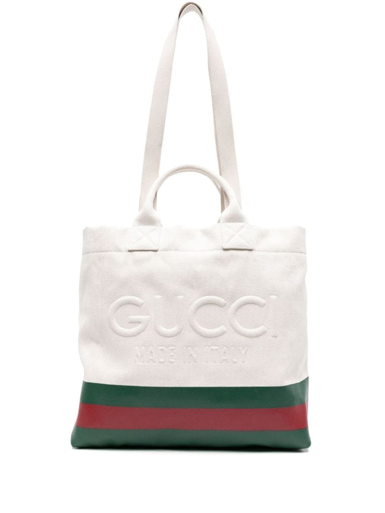 Neutral Logo-embossed Canvas Tote Bag