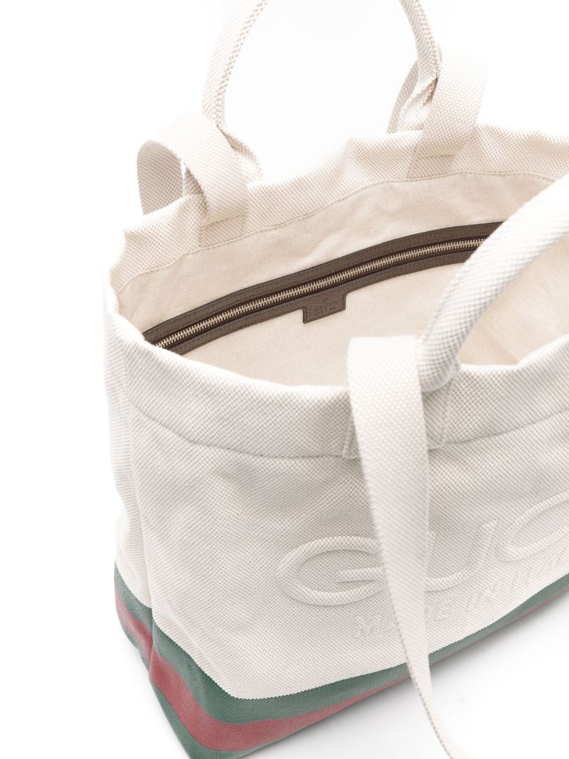 Neutral Logo-embossed Canvas Tote Bag