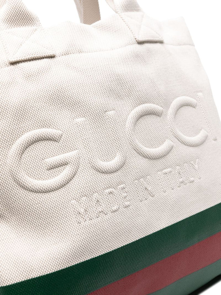 Neutral Logo-embossed Canvas Tote Bag