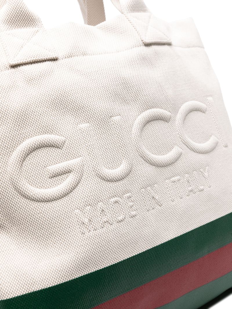 Neutral Logo-embossed Canvas Tote Bag