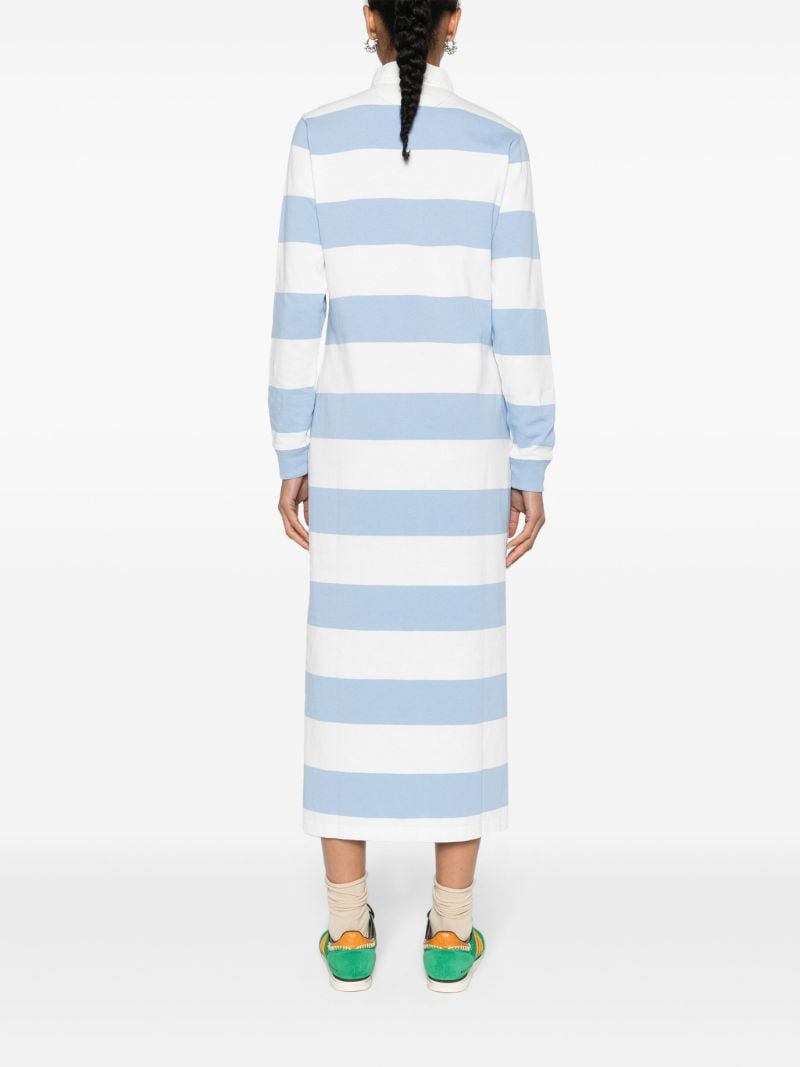 Blue and White Striped Long-sleeved Polo Dress