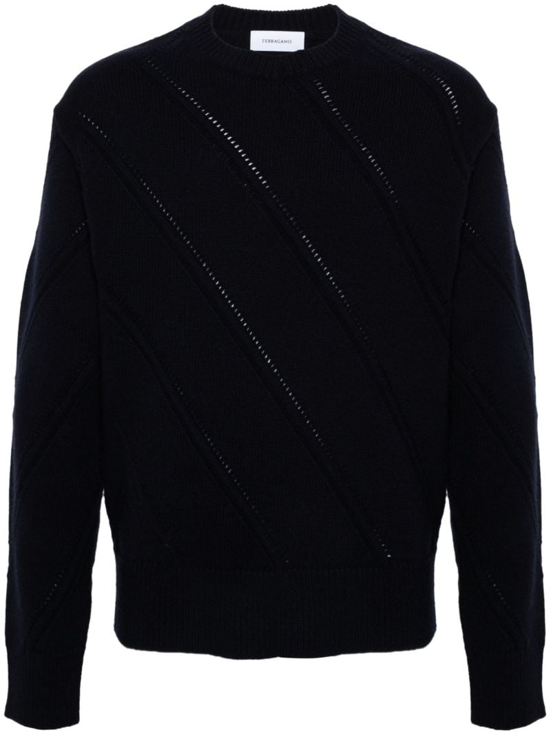 Blue Cut-out Knit Sweater