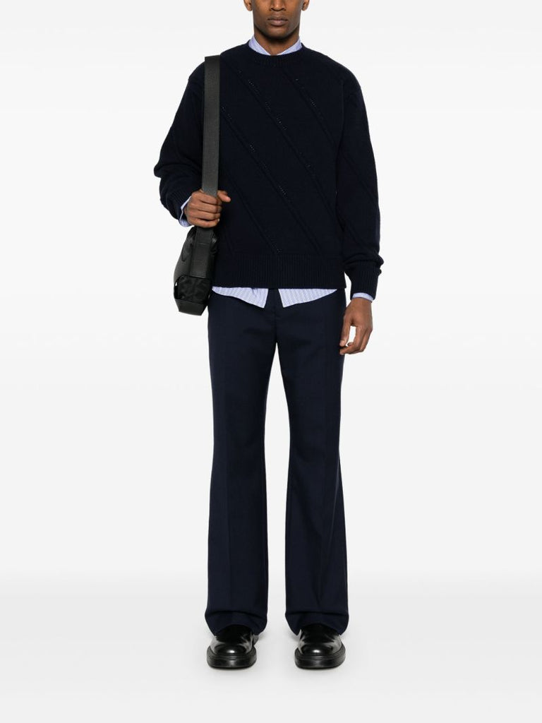 Blue Cut-out Knit Sweater