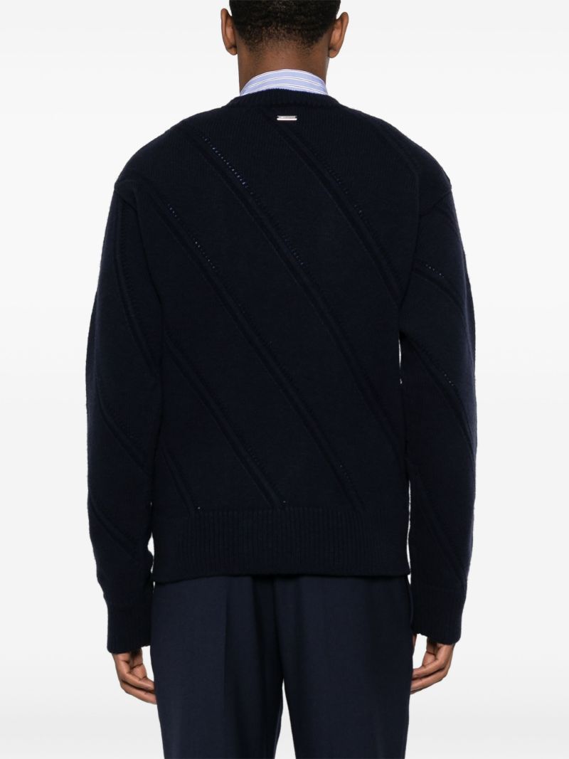 Blue Cut-out Knit Sweater