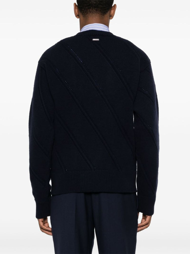 Blue Cut-out Knit Sweater