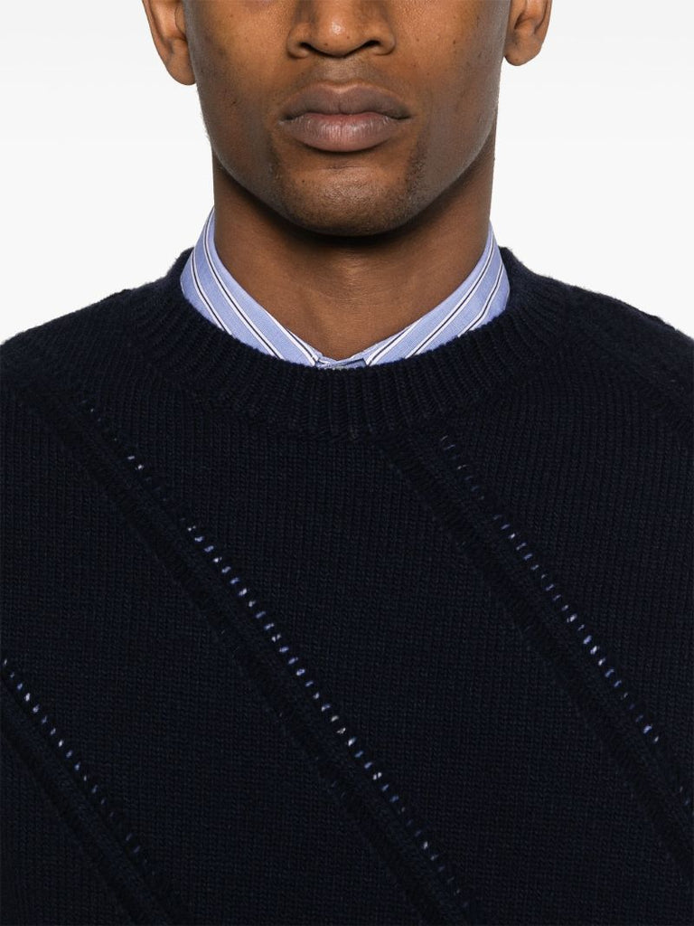 Blue Cut-out Knit Sweater