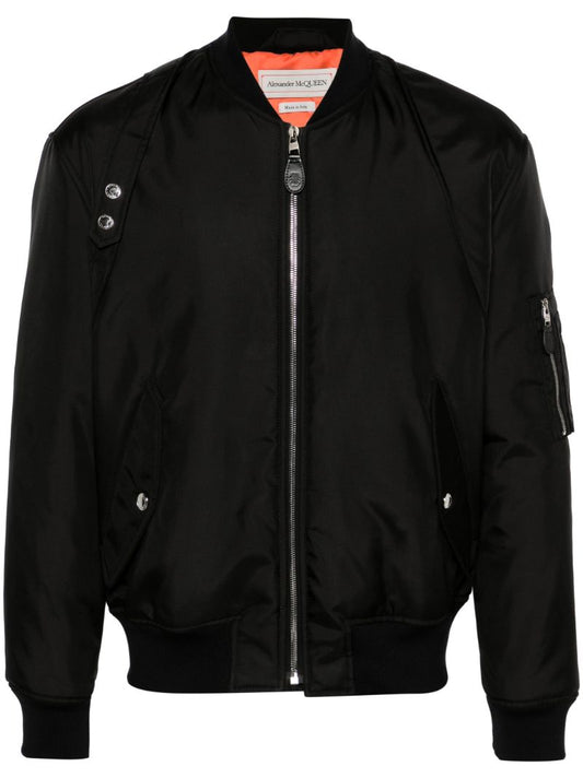 Black Harness Ma-1 Bomber Jacket