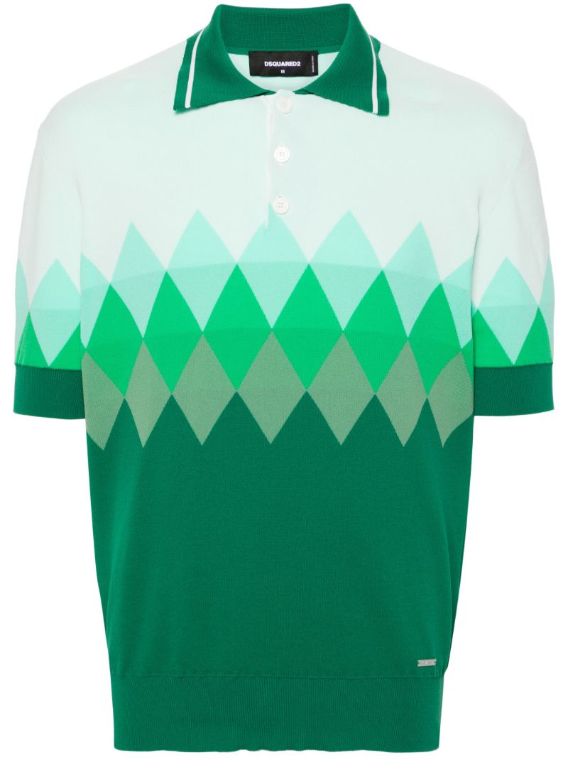 Green Argyle Check Polo Shirt