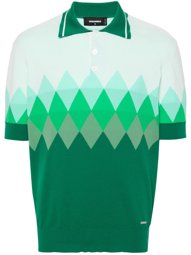 Green Argyle Check Polo Shirt
