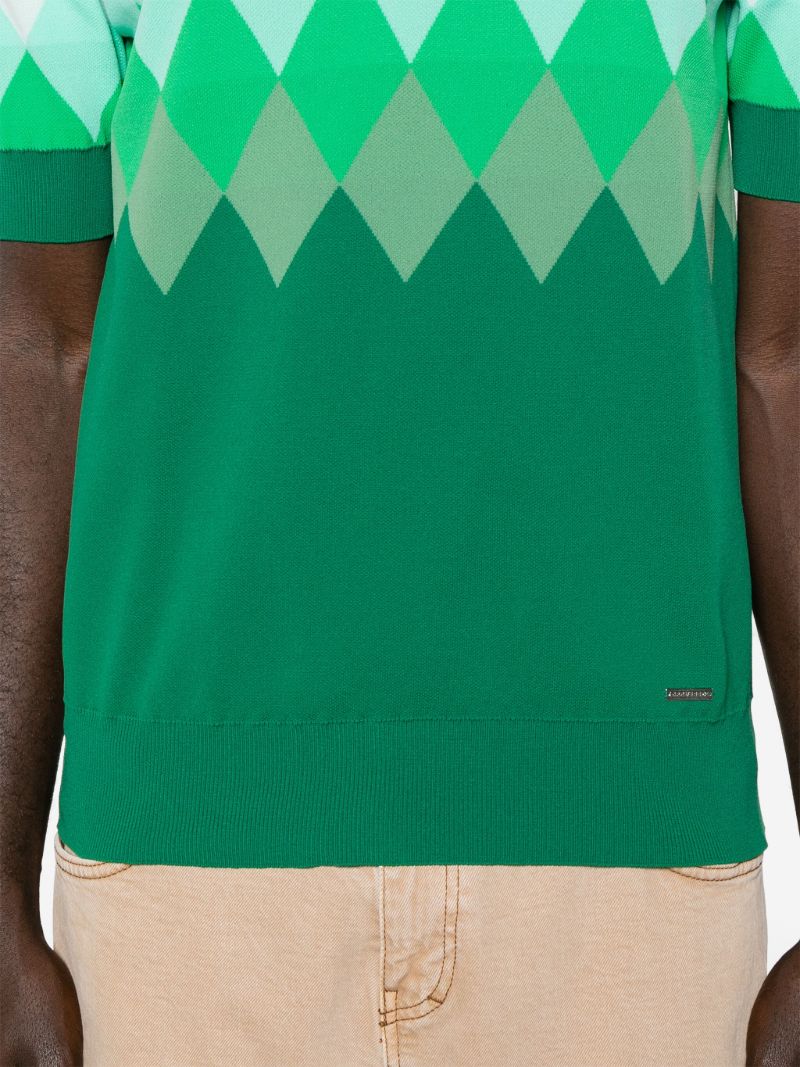 Green Argyle Check Polo Shirt