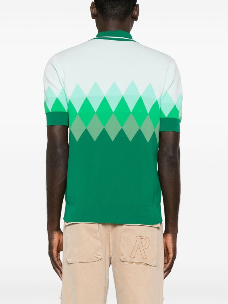 Green Argyle Check Polo Shirt