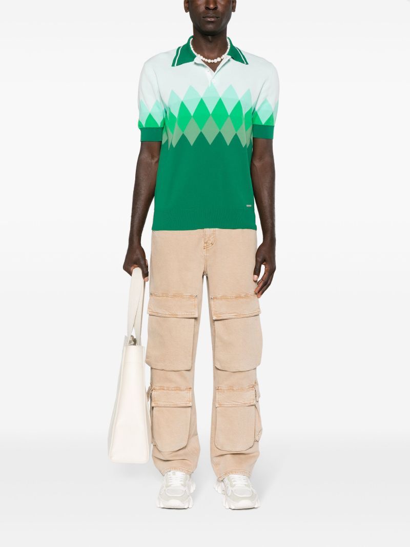 Green Argyle Check Polo Shirt