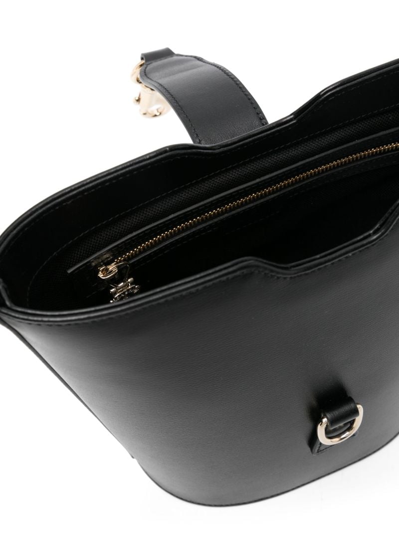 Black Mini Leather Bucket Bag