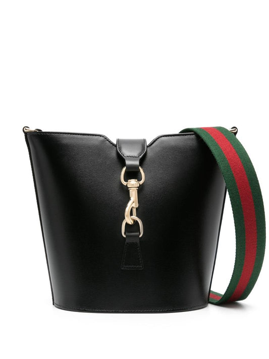 Black Mini Leather Bucket Bag