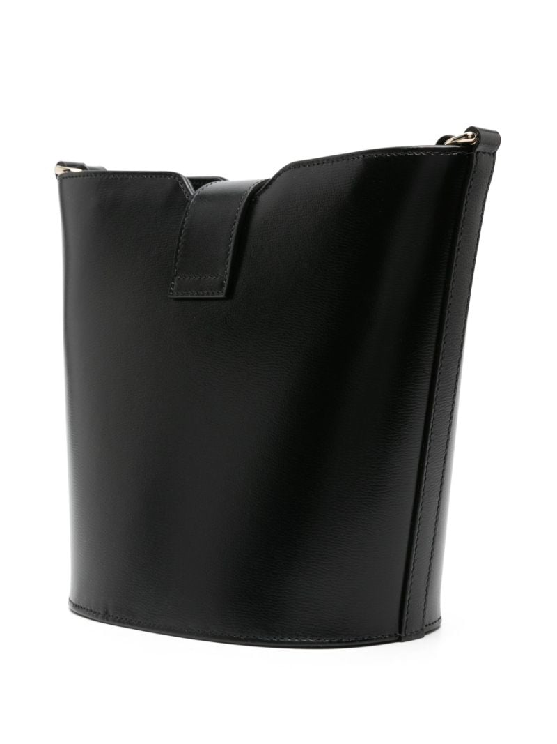 Black Mini Leather Bucket Bag
