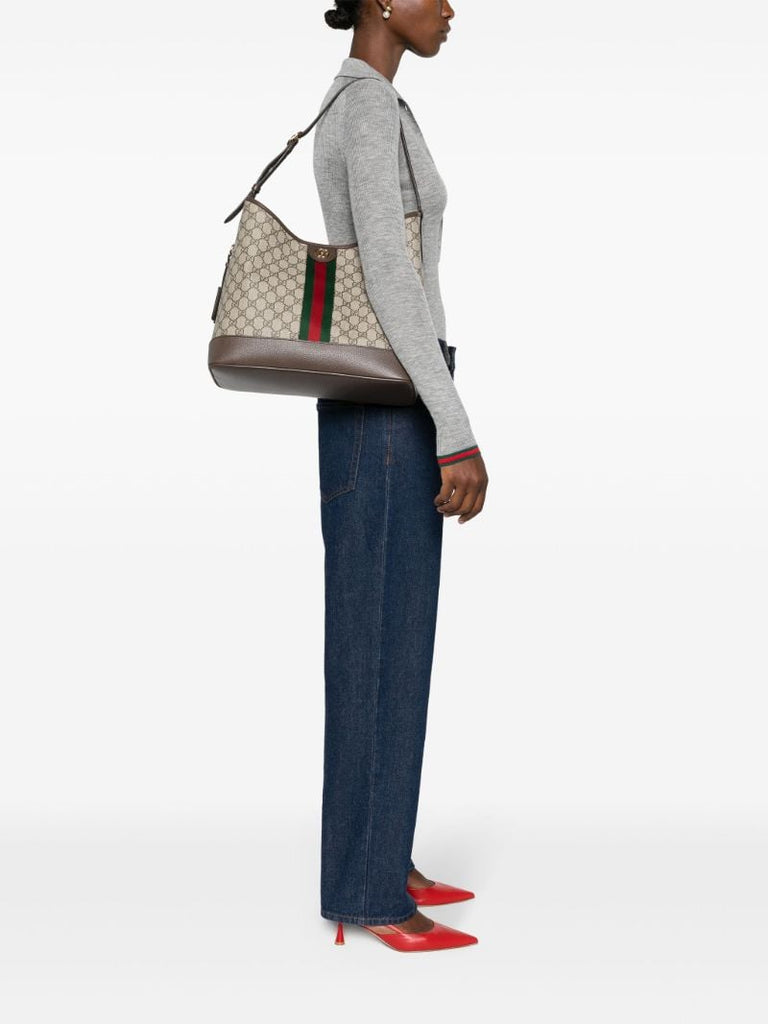 Brown Medium Ophidia Gg Shoulder Bag