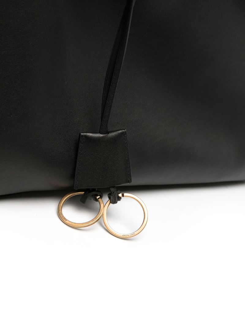Black Flap Leather Tote Bag