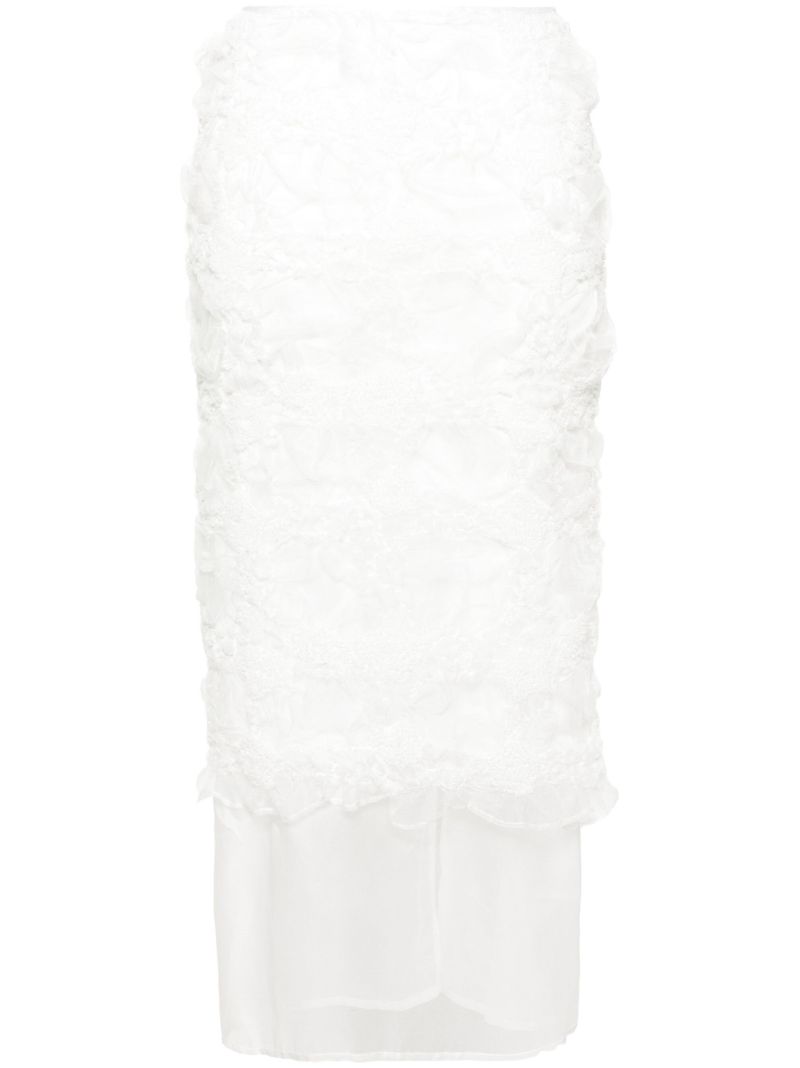White Glenda Ruched Organza Skirt