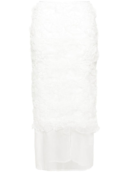 White Glenda Ruched Organza Skirt