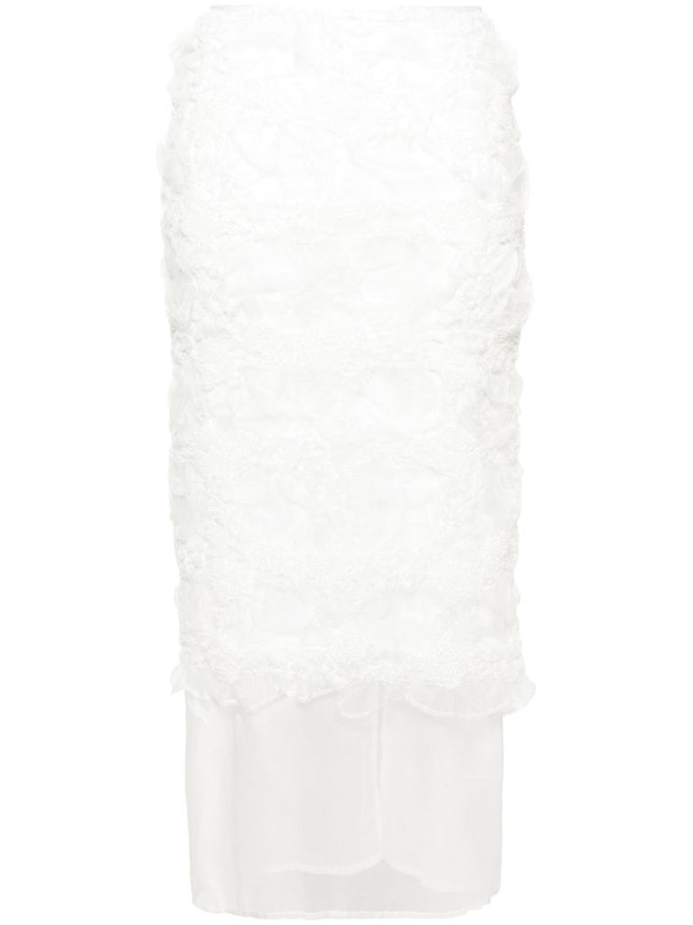 White Glenda Ruched Organza Skirt
