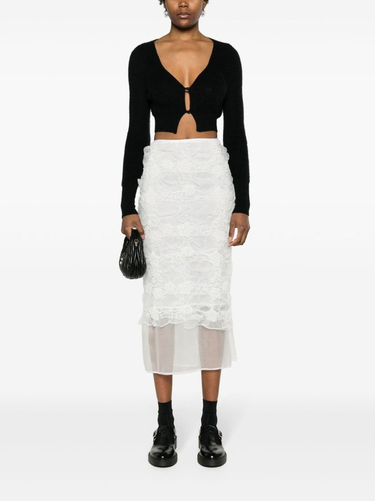White Glenda Ruched Organza Skirt