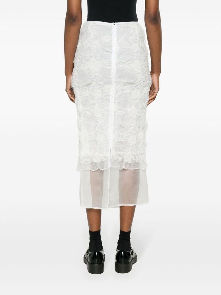 White Glenda Ruched Organza Skirt