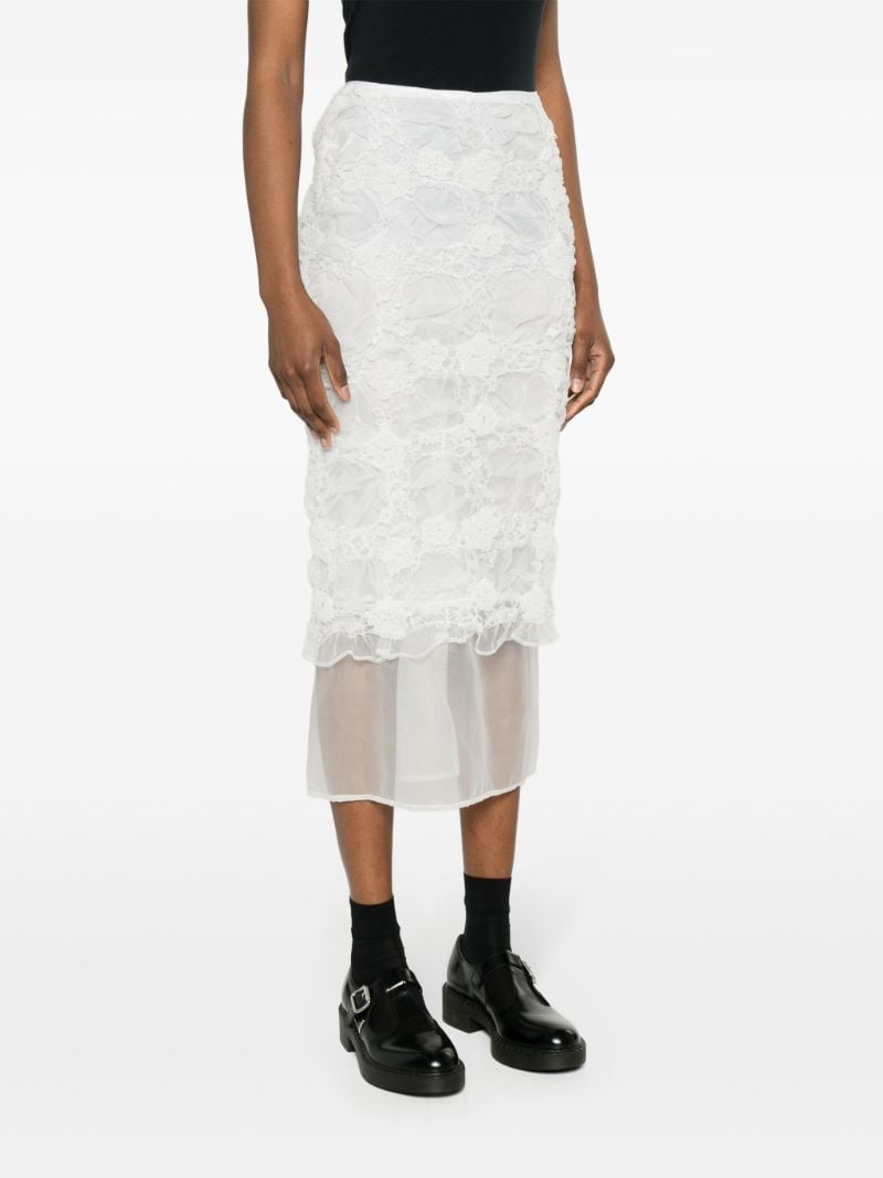 White Glenda Ruched Organza Skirt