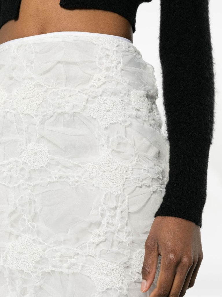 White Glenda Ruched Organza Skirt