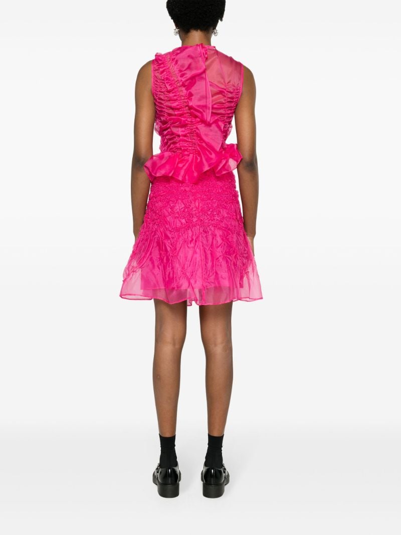 Pink Geo Ruffled Silk Top